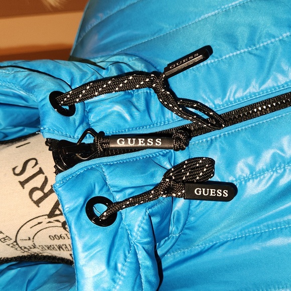 Guess blue jacket medium size hooded coat - Picture 7 of 16